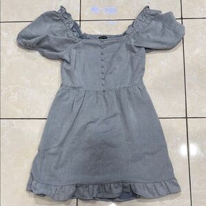 Elegant Denim Puff Sleeve Dress